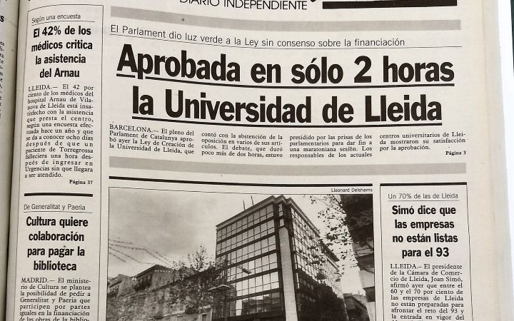 10-1991 - DESEMBRE - 13 SEGRE PORTADA APROVACIÓ UDL